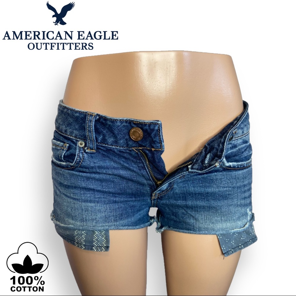 🟢 American Eagle Low Rise Cutoff Style Jean Shorts No Stretch (TF-B-6)